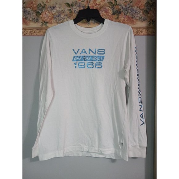 Vans Off The Wall Medium White Long Sleeve Casual Skate Outdoor Logo Shirt - Picture 1 of 5